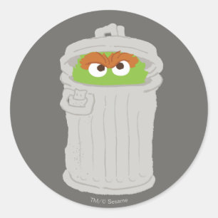 Oscar the Grouch & z'n vuilnisbak Ronde Sticker