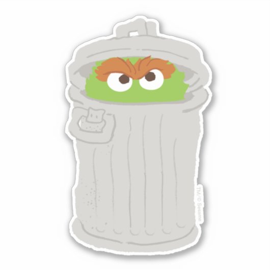 Oscar the Grouch & z'n vuilnisbak Sticker (Voorkant)