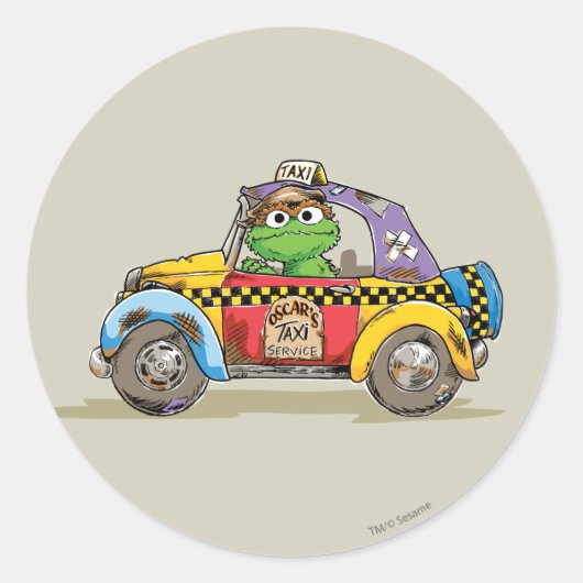 Oscar's Taxi Service Ronde Sticker (Voorkant)