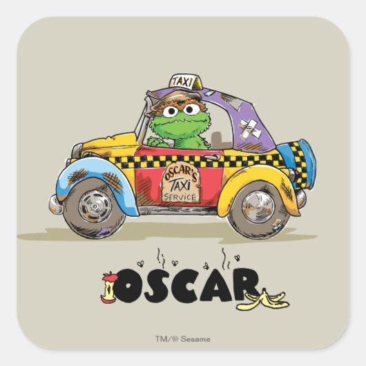 Oscar's Taxi Service uit het verleden Vierkante Sticker (Voorkant)