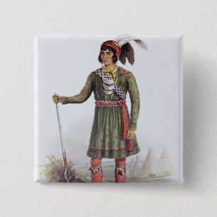 Osceola of 'Rising Sun', een seminole leider Vierkante Button 5,1 Cm