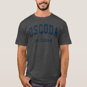 Oscoda Michigan MI Vintage Atletiek Sport Ontwerp T-shirt