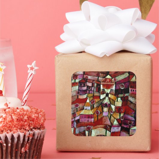 Ose Garden, schilderij Paul Klee Vierkante Sticker (Feest)