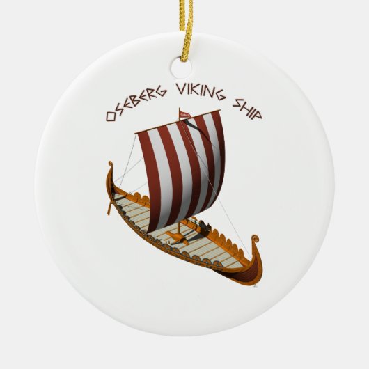 Oseberg Viking Ship Keramisch Ornament (Voorkant)