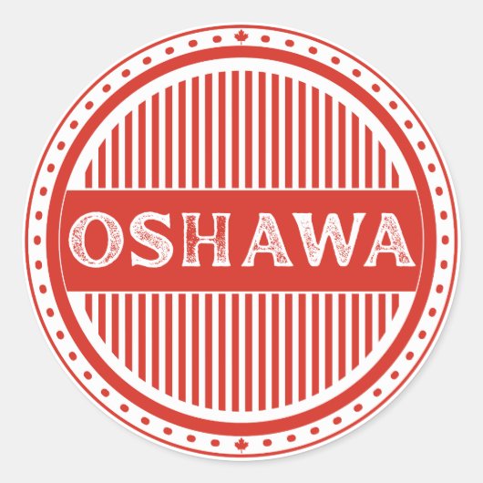 Oshawa City Pride Emblem – Canadian Identity Ronde Sticker (Voorkant)