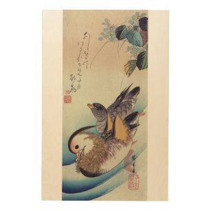 Oshidori Mandarin Ducks van Ando Hiroshige c. 1830 Hout Afdruk