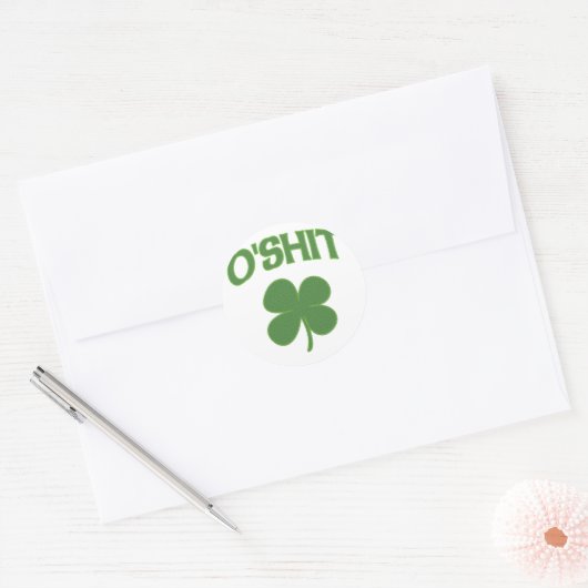 O'Shit Irish Shamrock Ronde Sticker (Envelop)