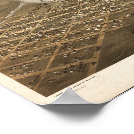 Oshkosh WI 1867 Antiek Panorama Poster (Hoek)