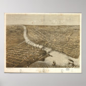 Oshkosh WI 1867 Antiek Panorama Poster (Voorkant)