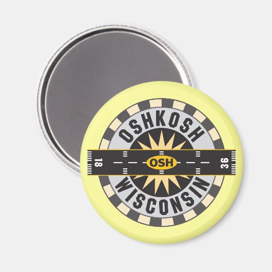 Oshkosh, WI OSH Luchthaven Magneet (Voorkant / Achterkant)