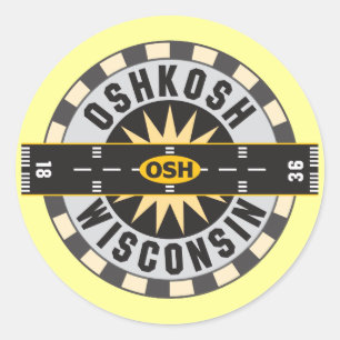 Oshkosh, WI OSH Luchthaven Ronde Sticker