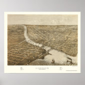 Oshkosh, WI Panoramic Map - 1887 Poster (Voorkant)
