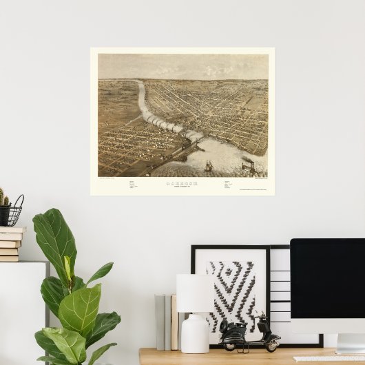 Oshkosh, WI Panoramic Map - 1887 Poster (Thuiskantoor)