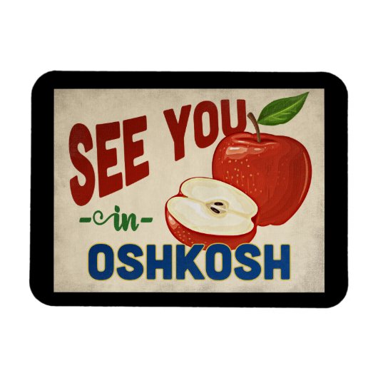 Oshkosh Wisconsin Apple - Vintage Travel Magneet (Horizontaal)