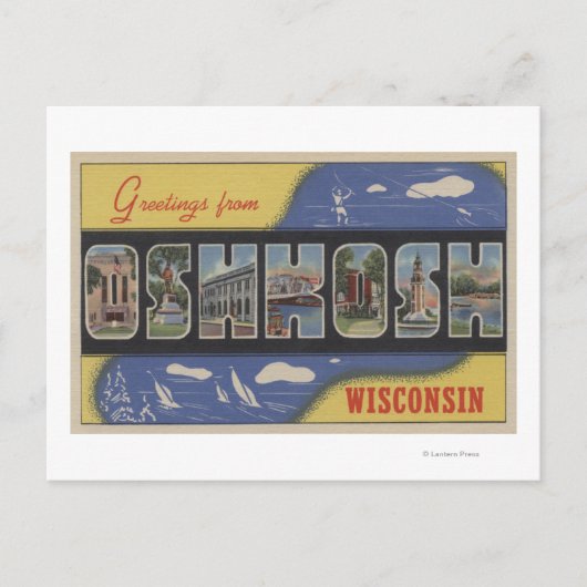 Oshkosh, Wisconsin - Grote letterscènes Briefkaart (Voorkant)