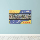 Oshkosh, Wisconsin - Grote letterscènes Canvas Afdruk (Insitu (Houten vloer))