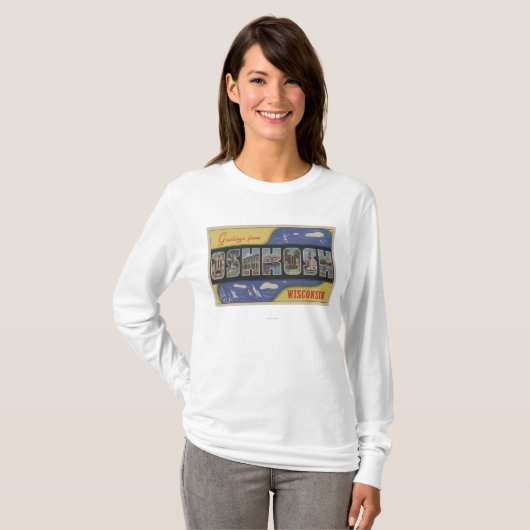 Oshkosh, Wisconsin - Grote letterscènes T-shirt (Voorkant volledig)