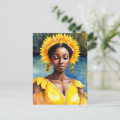 Oshun African Orisha Waterverf Kunst Briefkaart (Staand voorkant)