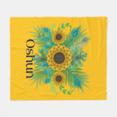 Oshun Goddess Zonnebloemen Fleece Deken (Voorkant (Horizontaal))