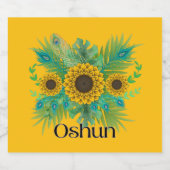 Oshun Goddess Zonnebloemen Sparkling Wijnetiket (Enkel label)