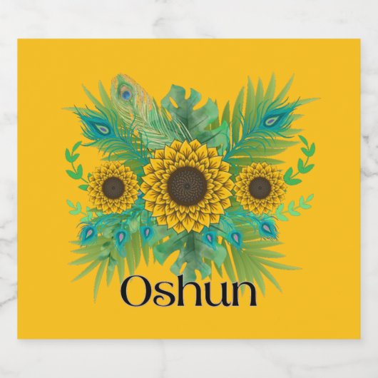 Oshun Goddess Zonnebloemen Sparkling Wijnetiket (Enkel label)