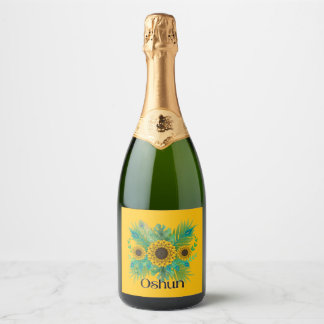 Oshun Goddess Zonnebloemen Sparkling Wijnetiket