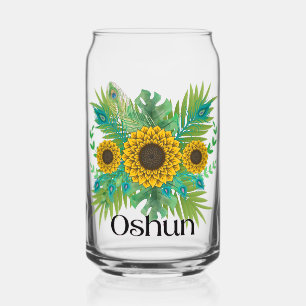 Oshun Godin Zonnebloemen Blikvorm Glas