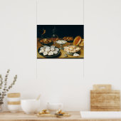Osias Beert de Ouderen met oesters, fruit Poster (Keuken)