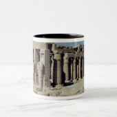 Osiride figuren Ramesses II die de muren flankeren Tweekleurige Koffiemok (Center)