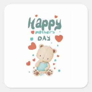 Osito bebé desea feliz día de la madre vierkante sticker