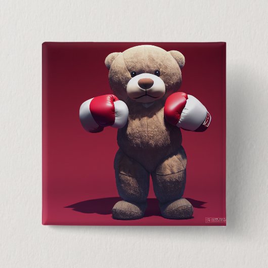 Osito boxeador vierkante button 5,1 cm (Voorkant)