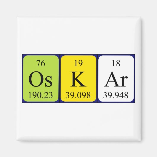 Oskar periodiek table name magnet (Voorkant)
