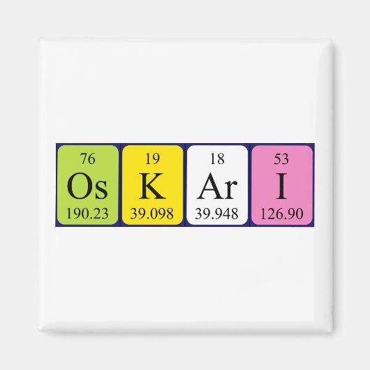 Oskari periodiek table name magnet (Voorkant)