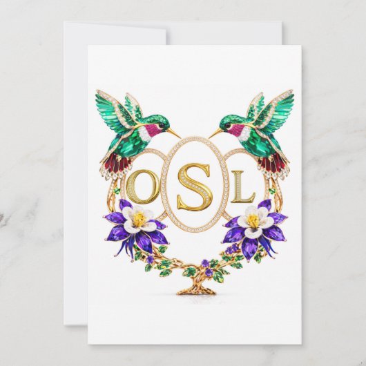 OSL Kolibrie Huwelijk Aangepaste Letters CO Kaart (Voorkant)