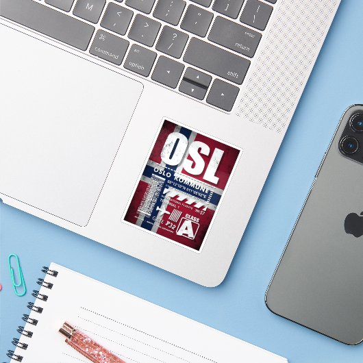 OSL Oslo Airport Sticker (Laptop met iPhone)
