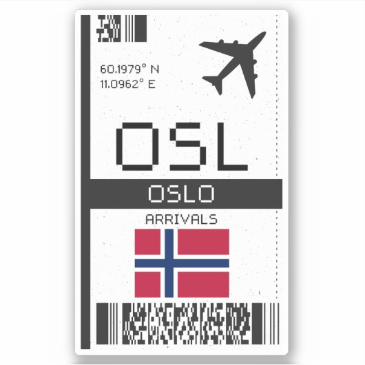 OSL Oslo, Noorwegen instapkaart - vliegticket Sticker (Voorkant)