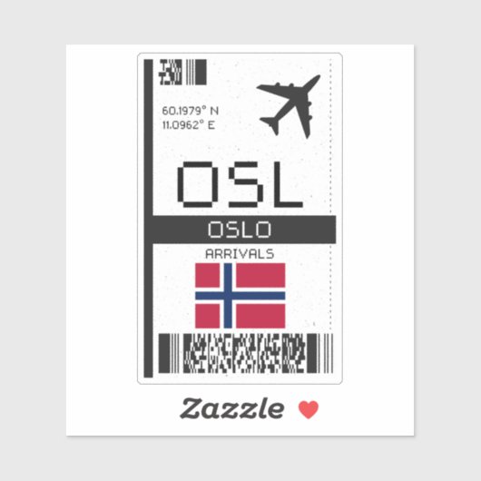 OSL Oslo, Noorwegen instapkaart - vliegticket Sticker (Vel)