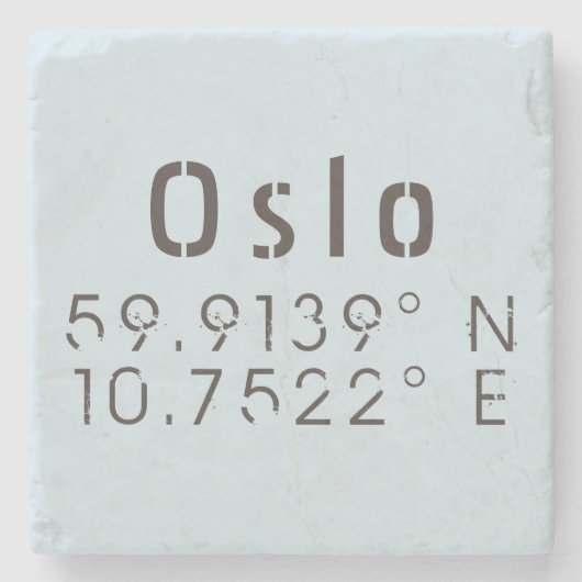 Oslo Breedtegraad Lengtegraad Stenen Onderzetter (Voorkant)
