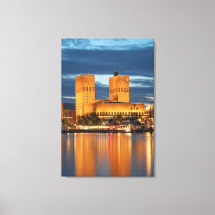 Oslo City Hall Noorwegen Canvas Afdruk
