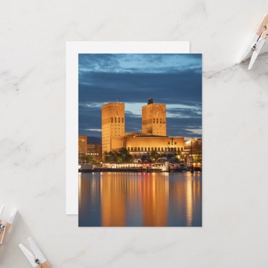 Oslo City Hall Noorwegen Kaart (Voorkant / Achterkant in situ)