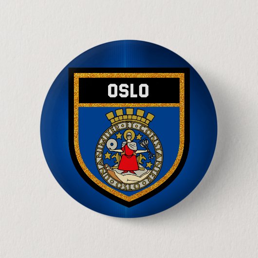 Oslo Flag Ronde Button 5,7 Cm (Voorkant)