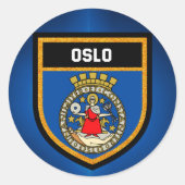 Oslo Flag Ronde Sticker (Voorkant)