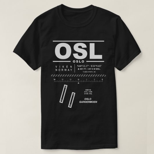 Oslo Gardermoen Airport OSL T-Shirt (Design voorkant)