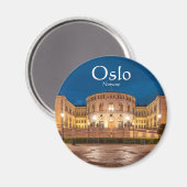 Oslo-gebouw in Noorwegen 's nachts Magneet (Voorkant / Achterkant)
