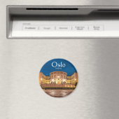 Oslo-gebouw in Noorwegen 's nachts Magneet (Insitu (Vaatwasser))