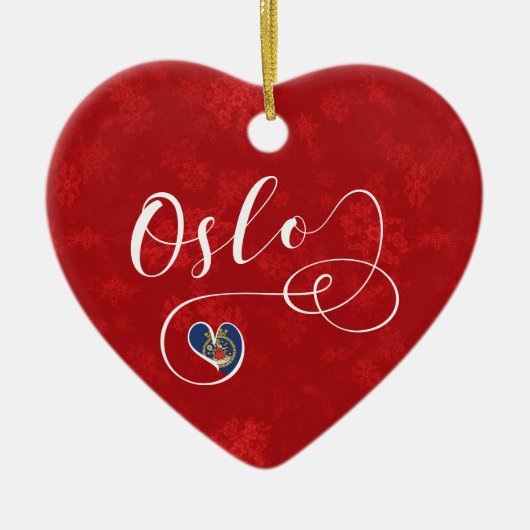 Oslo Heart, kerstboomversiering Keramisch Ornament (Voorkant)