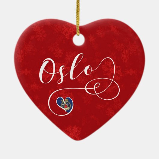 Oslo Heart, kerstboomversiering Keramisch Ornament (Achterkant)