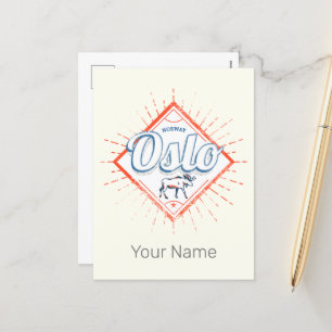 Oslo Hoofdstad Noorwegen Retro Moose  Souvenir Feestdagenkaart