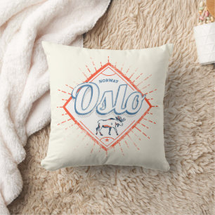 Oslo Hoofdstad Noorwegen Retro Moose Souvenir Kussen