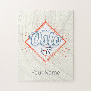 Oslo Hoofdstad Noorwegen Retro Moose  Souvenir Legpuzzel